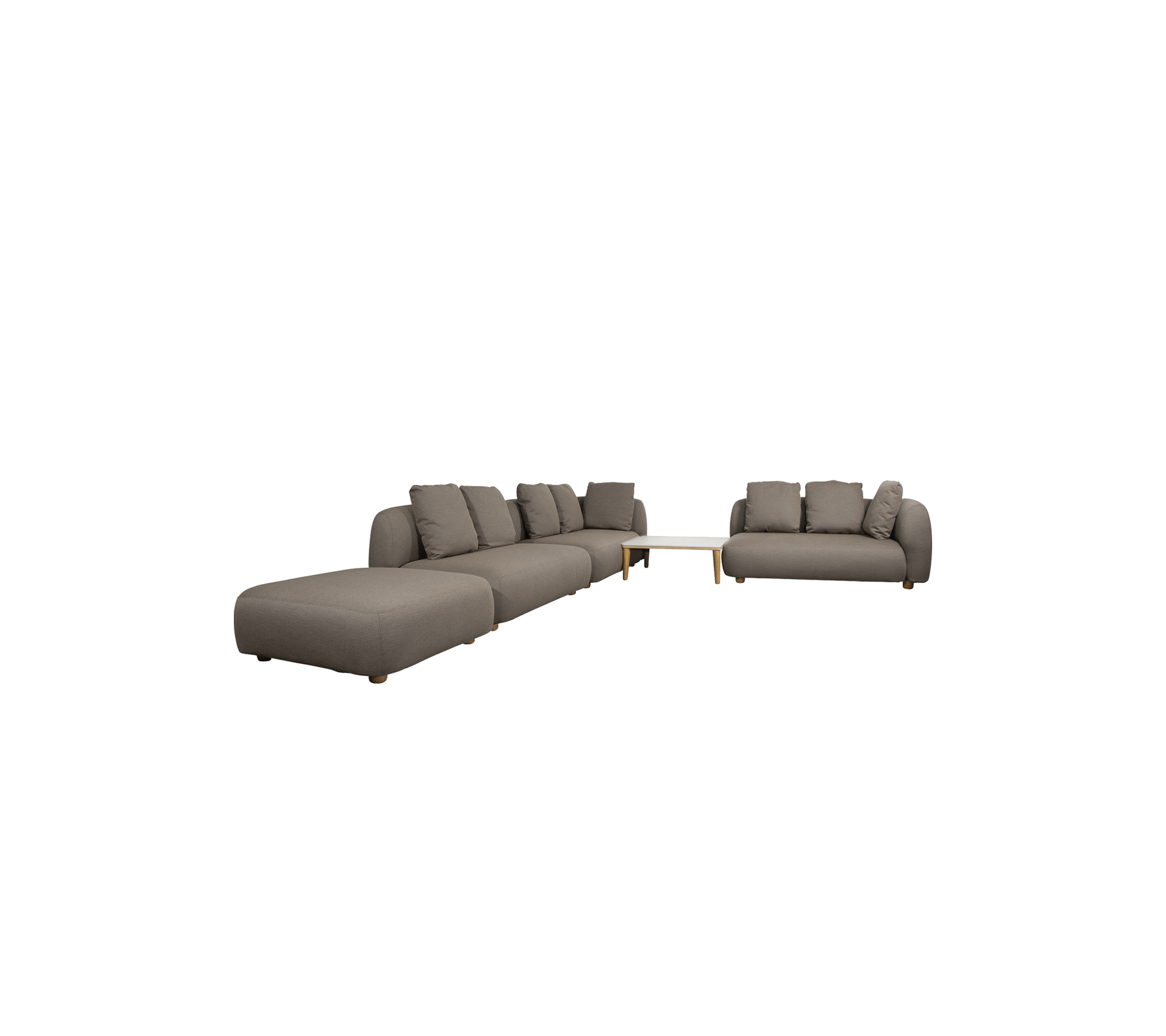 Moderne taupe Wohnlandschaftssofa und Loveseat in einem stilvollen Lounge-Ambiente.
