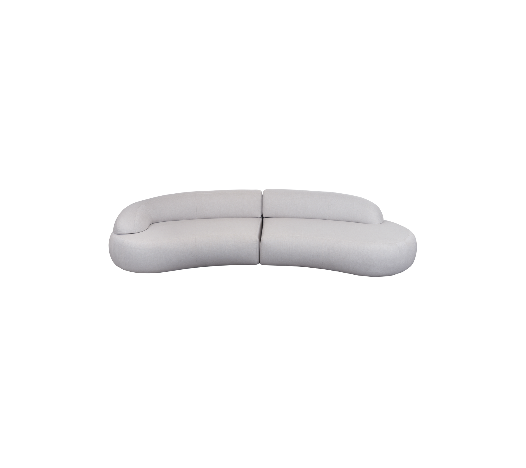 Kragige, moderne Sofadesign in einer sanften, neutralen Farbe mit einer schlanken, minimalistischen Ästhetik. Ideal für zeitgenössische Innenräume.