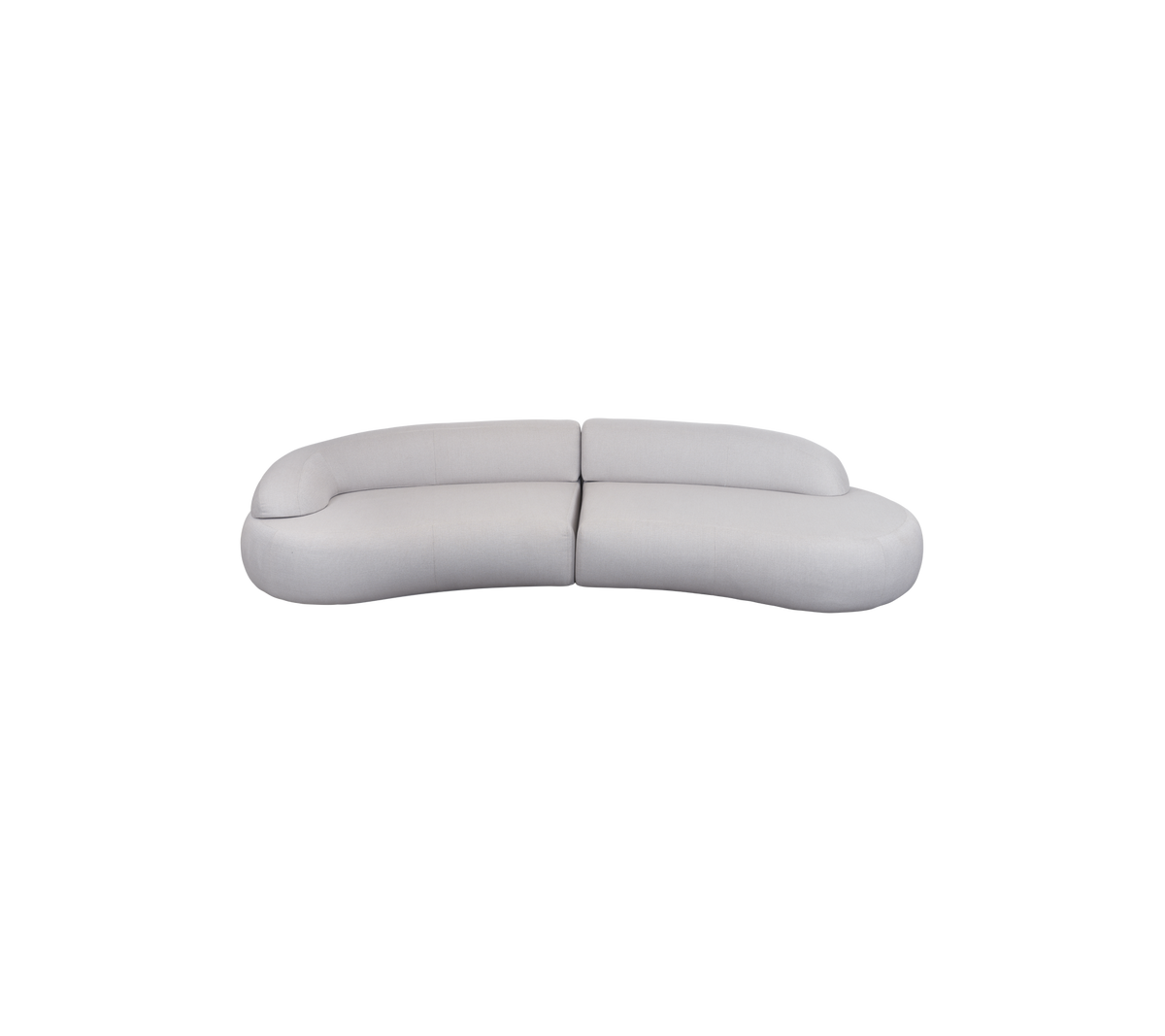 Kragige, moderne Sofadesign in einer sanften, neutralen Farbe mit einer schlanken, minimalistischen Ästhetik. Ideal für zeitgenössische Innenräume.