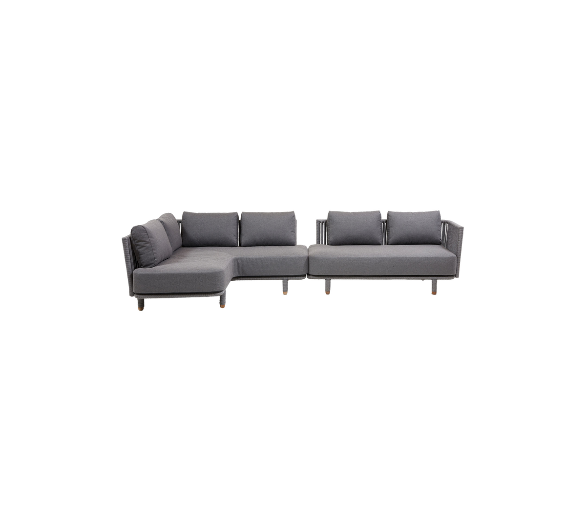 Modernes graues Ecksofa mit weichen Kissen und Holzbeinen, entworfen für Komfort und Stil. Perfekt für jeden Wohnraum.