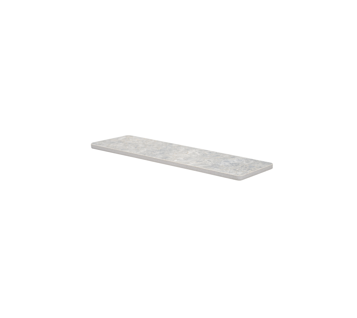 Eine schlanke, rechteckige Arbeitsplatte mit einer glatten Oberfläche in einem hellgrauen Farbton, ideal für verschiedene Anwendungen.